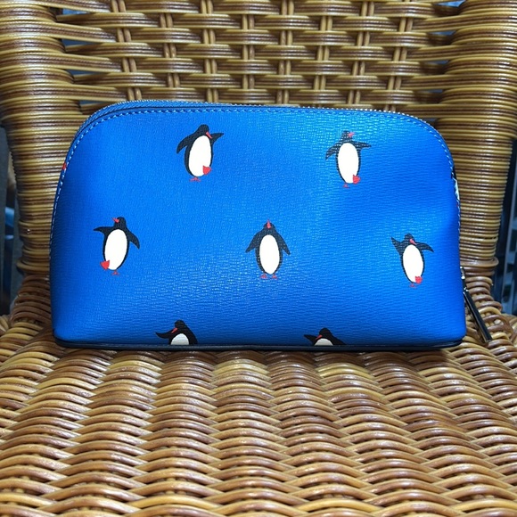 ♠️kate spade Arctic Friends Penguin Cosmetic Case, Blue Multi NWT - Picture 6 of 11